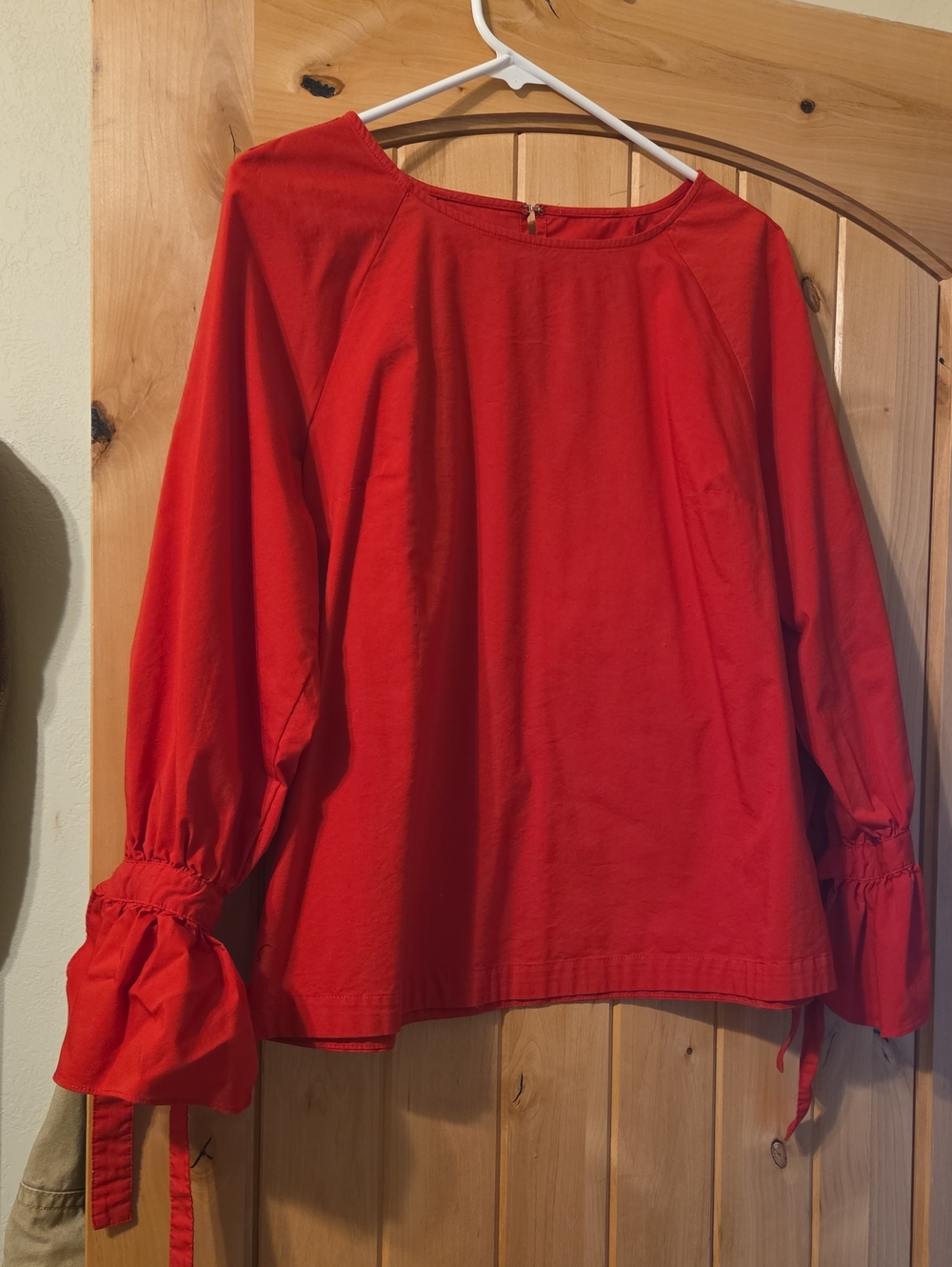Women’s Red Long-Sleeve Peasant Top